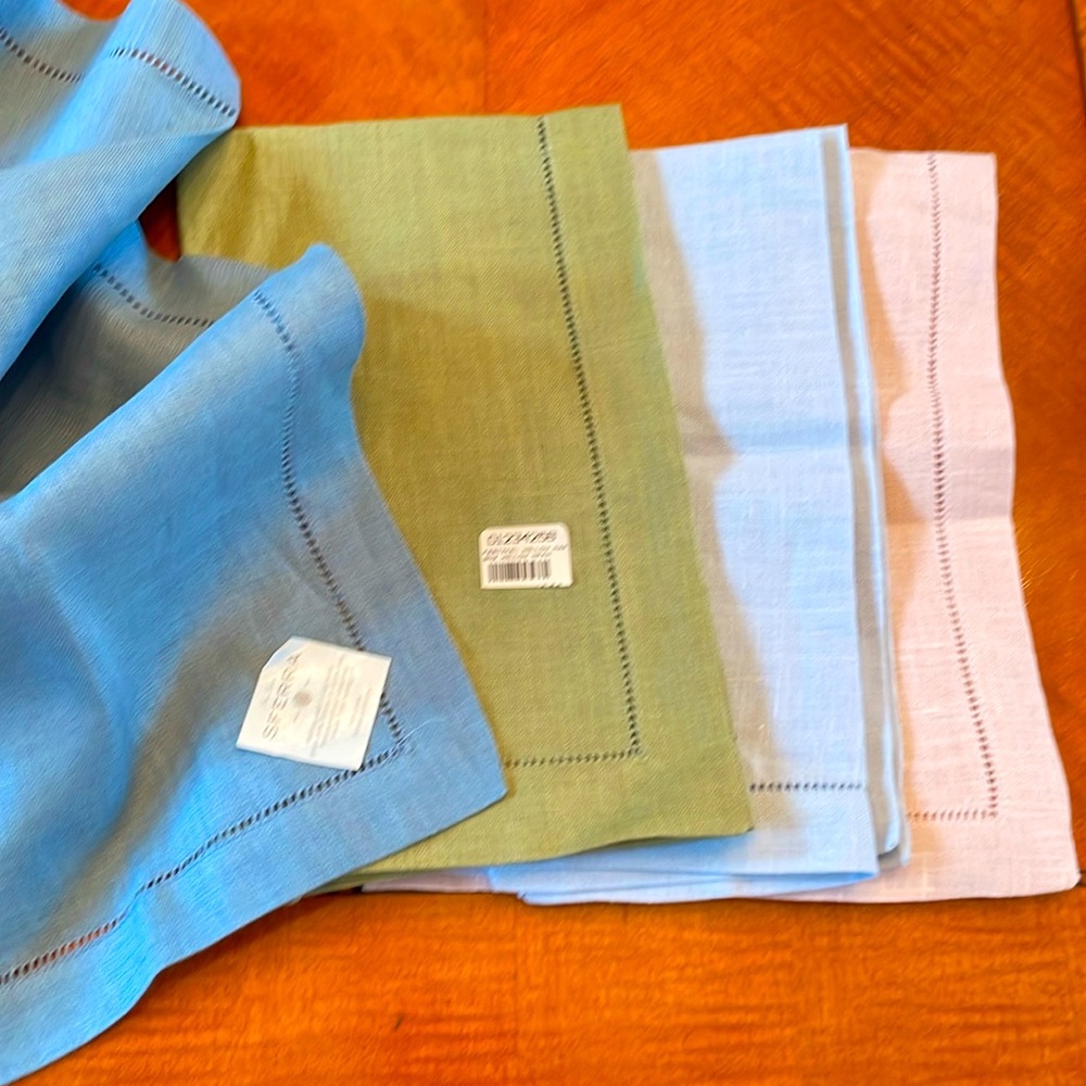 Sferra Linen Napkin Set - Blue, Gray, Pink, Green 20x20 inch